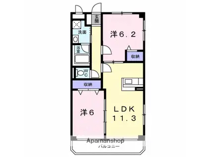 レフィナードⅡ(2LDK/3階)の間取り写真