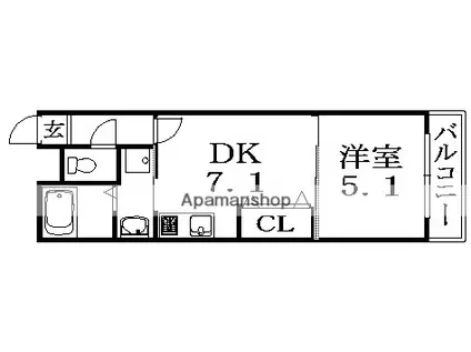 フジパレス杉本町2番館(1DK/1階)の間取り写真