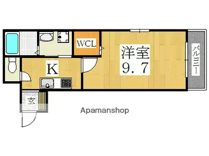 アンエリア(1K/1階)の間取り写真