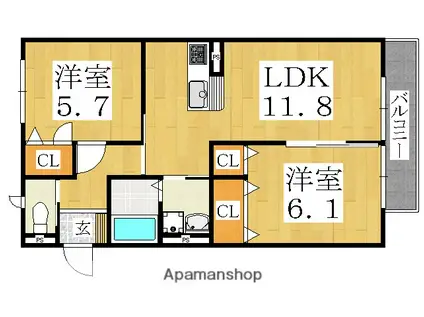 ROSET&A(2LDK/1階)の間取り写真