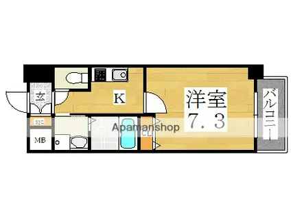 クローバー・ソレイユ南田辺(1K/7階)の間取り写真