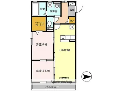 ティエラ(2LDK/2階)の間取り写真