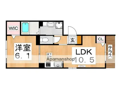プランドールアイ(1LDK/1階)の間取り写真