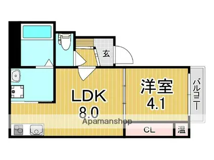 GRANDIR矢田(1LDK/3階)の間取り写真
