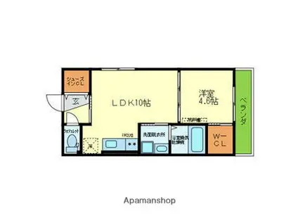 サイプレス北巽Ⅱ(1LDK/1階)の間取り写真