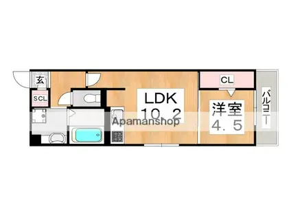ETERNA東田辺(1LDK/2階)の間取り写真