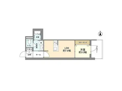 RJRプレシア南堀江(1DK/12階)の間取り写真