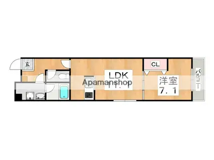 グランパシフィック生野東(1LDK/1階)の間取り写真