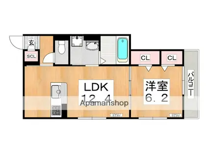 クラシスト長吉(1LDK/3階)の間取り写真