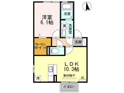 ポートヴェール(1LDK/2階)の間取り写真