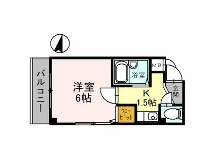 赤畑ハイツ(1K/3階)の間取り写真