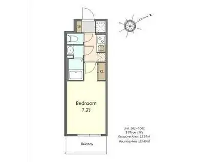 S-RESIDENCE堺浜寺AXIAL(1K/3階)の間取り写真