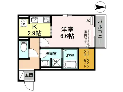 セジュール・ユイット西岩田(ワンルーム/2階)の間取り写真