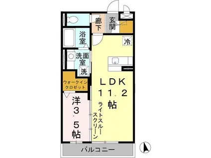 サウスメゾンひまわり(1LDK/2階)の間取り写真