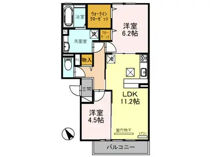 ビュー大久保(2LDK/1階)の間取り写真