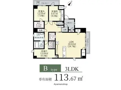 アメニティ江戸堀アネックス(3LDK/5階)の間取り写真