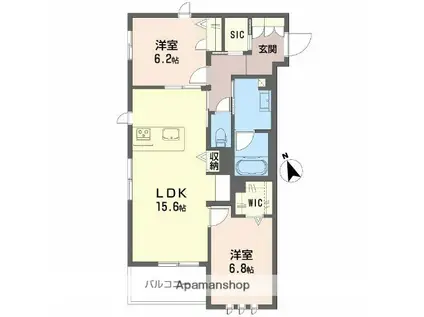 ココン文の里(2LDK/1階)の間取り写真
