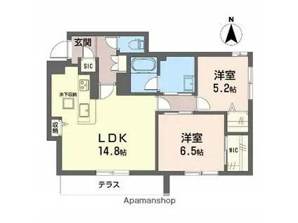 シャーメゾン レーヴ(2LDK/1階)の間取り写真