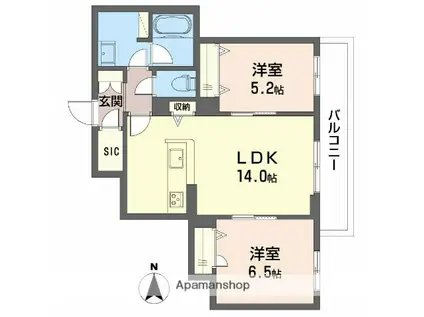 シャーメゾン レーヴ(2LDK/3階)の間取り写真