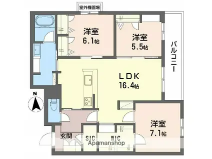 フレシア天王寺 北棟(3LDK/4階)の間取り写真