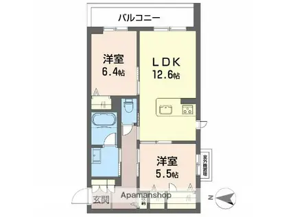 シャーメゾン ジー コート ホウゼンジ(2LDK/3階)の間取り写真