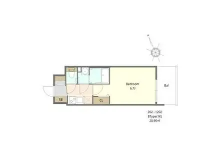 ALIVIS福島海老江(1K/4階)の間取り写真