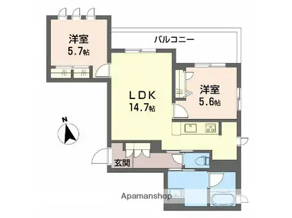 セレンディピティ アトレ(2LDK/3階)の間取り写真