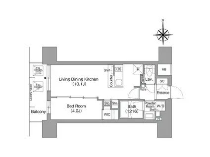 コンフォリア・リヴ北浜淡路町(1LDK/2階)の間取り写真