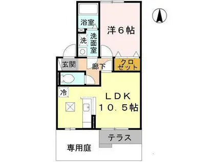 カトルセゾンC棟(1LDK/1階)の間取り写真