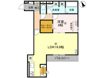 スペチアーレ赤川(1LDK/2階)の間取り写真