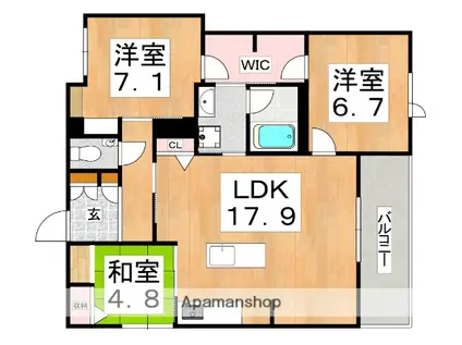 シャーメゾン北田辺(3LDK/2階)の間取り写真