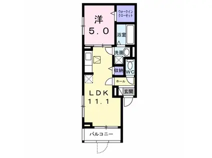 ロイヤルメゾン巽北(1LDK/1階)の間取り写真