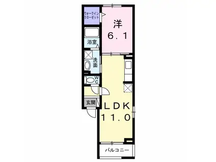 フェリシダ(1LDK/2階)の間取り写真