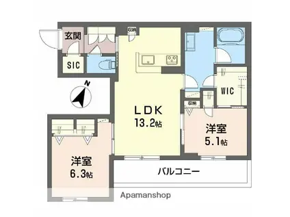 シャーメゾン玉津(2LDK/3階)の間取り写真