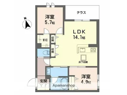 シャーメゾン アヴァンス(2LDK/1階)の間取り写真