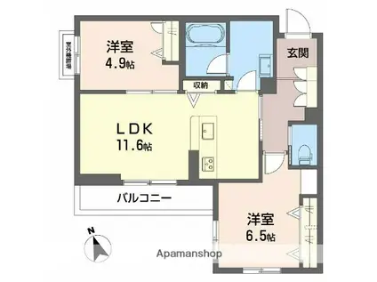 シャーメゾン アヴァンス(2LDK/3階)の間取り写真