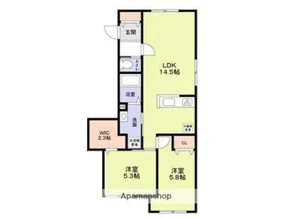 ラヴェルテュ播磨町(2LDK/1階)の間取り写真