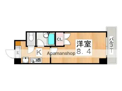 パルティ桑津(1K/3階)の間取り写真