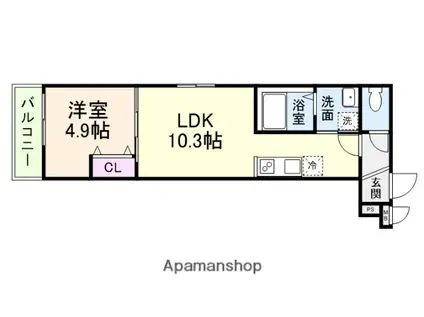 フジパレス長原ノース(1LDK/1階)の間取り写真
