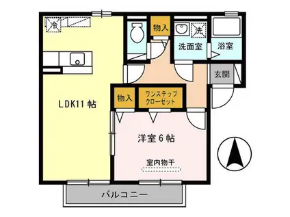 アムール B棟(1LDK/2階)の間取り写真