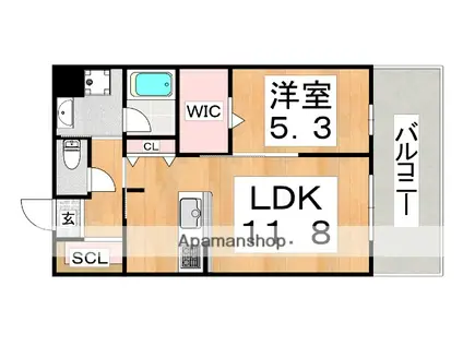 ブループラス針中野(1LDK/3階)の間取り写真