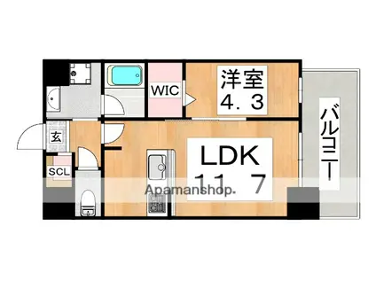 ブループラス針中野(1LDK/8階)の間取り写真