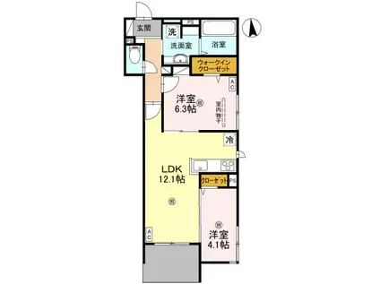 D-ROOM瓜破サウス(2LDK/1階)の間取り写真
