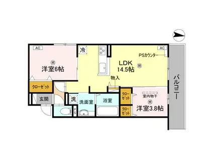 D-RESIDENCE墨江(2LDK/3階)の間取り写真