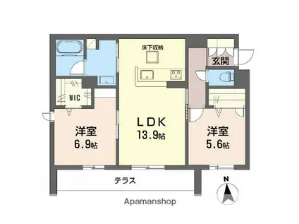 シャーメゾン深江北(2LDK/1階)の間取り写真