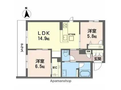 シャーメゾン深江北(2LDK/1階)の間取り写真