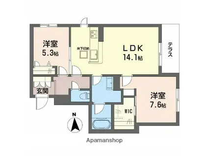 シャーメゾン深江北(2LDK/1階)の間取り写真