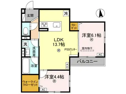 クレスト平野南(2LDK/3階)の間取り写真