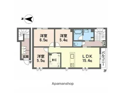 エレガンス鶴見(3LDK/2階)の間取り写真
