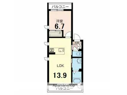シャーメゾン今津中 A棟(1LDK/2階)の間取り写真